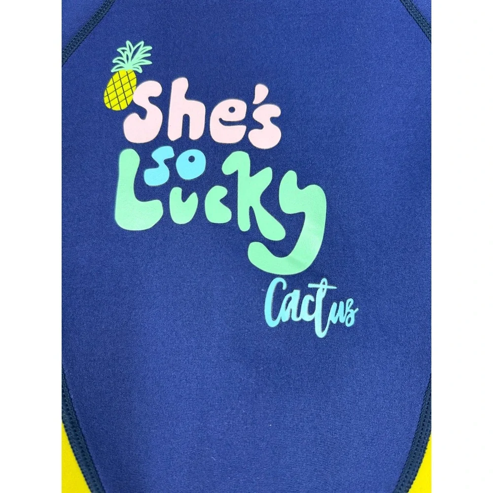 Dive & Sail Kids XXL Wetsuit Navy Blue Yellow Pink Full Body 2.5mm Neoprene Suit